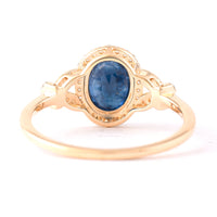 1.75 Ct Oval Mixed Cut Natural Sapphire 14K Gold Ring
