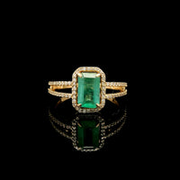 1.39 Ct Octagon Step Cut Natural Emerald 14K Gold Ring