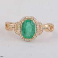 1.58 Ct Oval Emerald 9K Gold Ring