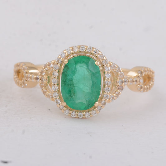 1.58 Ct Oval Emerald 9K Gold Ring