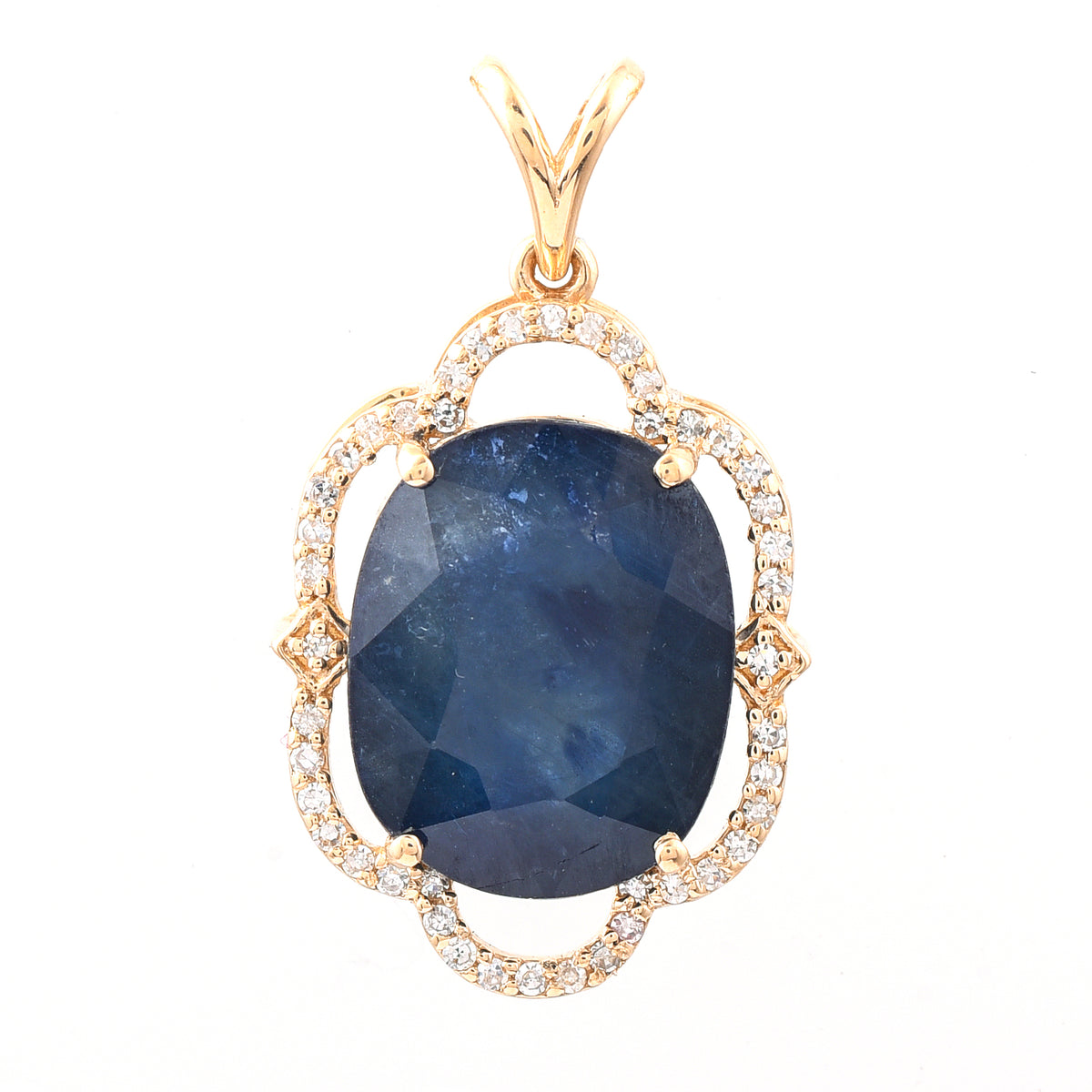 7.57 Ct Oval Mixed Cut Natural Sapphire 14K Gold Pendant