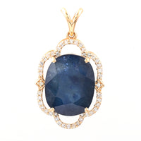 7.57 Ct Oval Mixed Cut Natural Sapphire 14K Gold Pendant