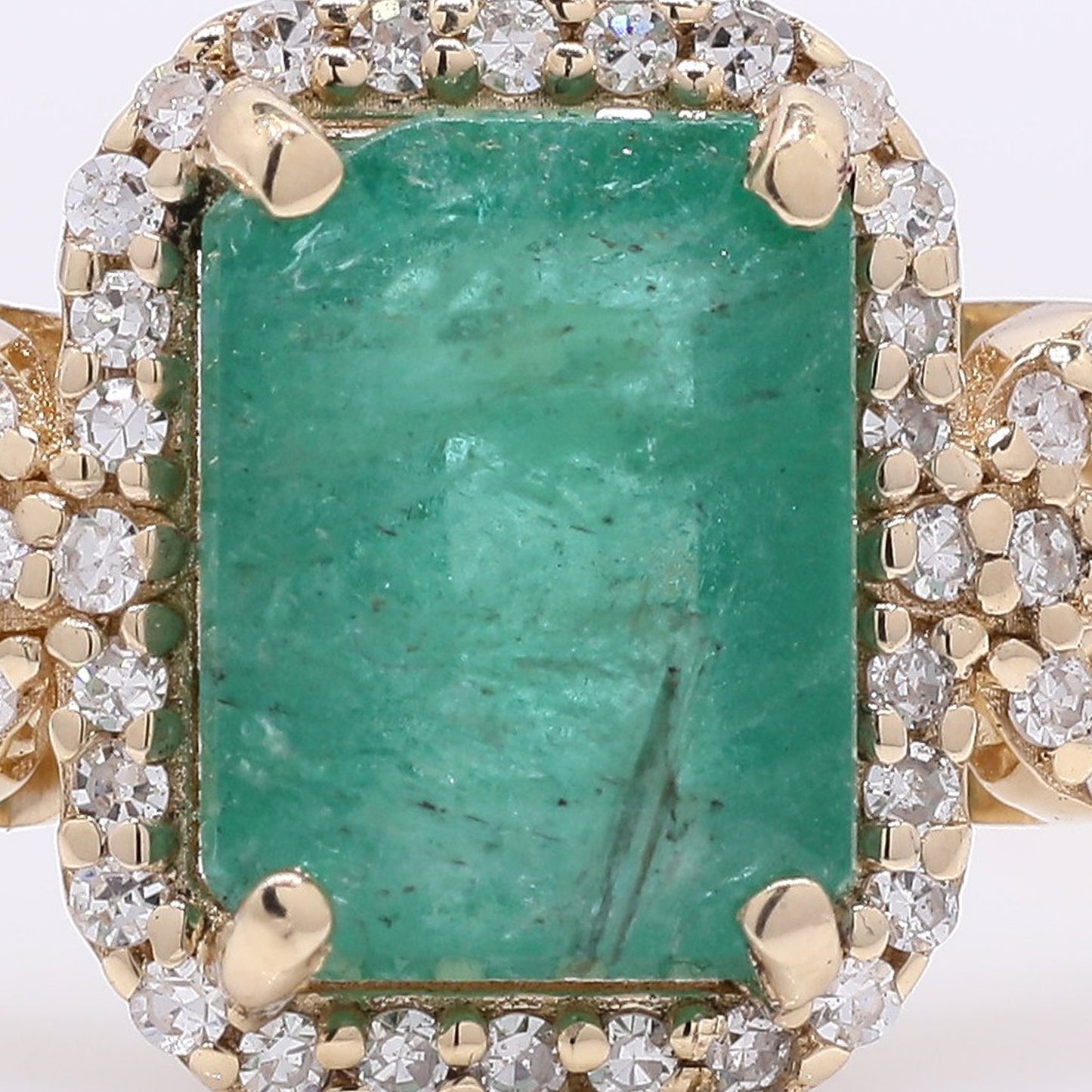 1.77 Ct Octagon Step Cut Natural Emerald 14K Gold Ring