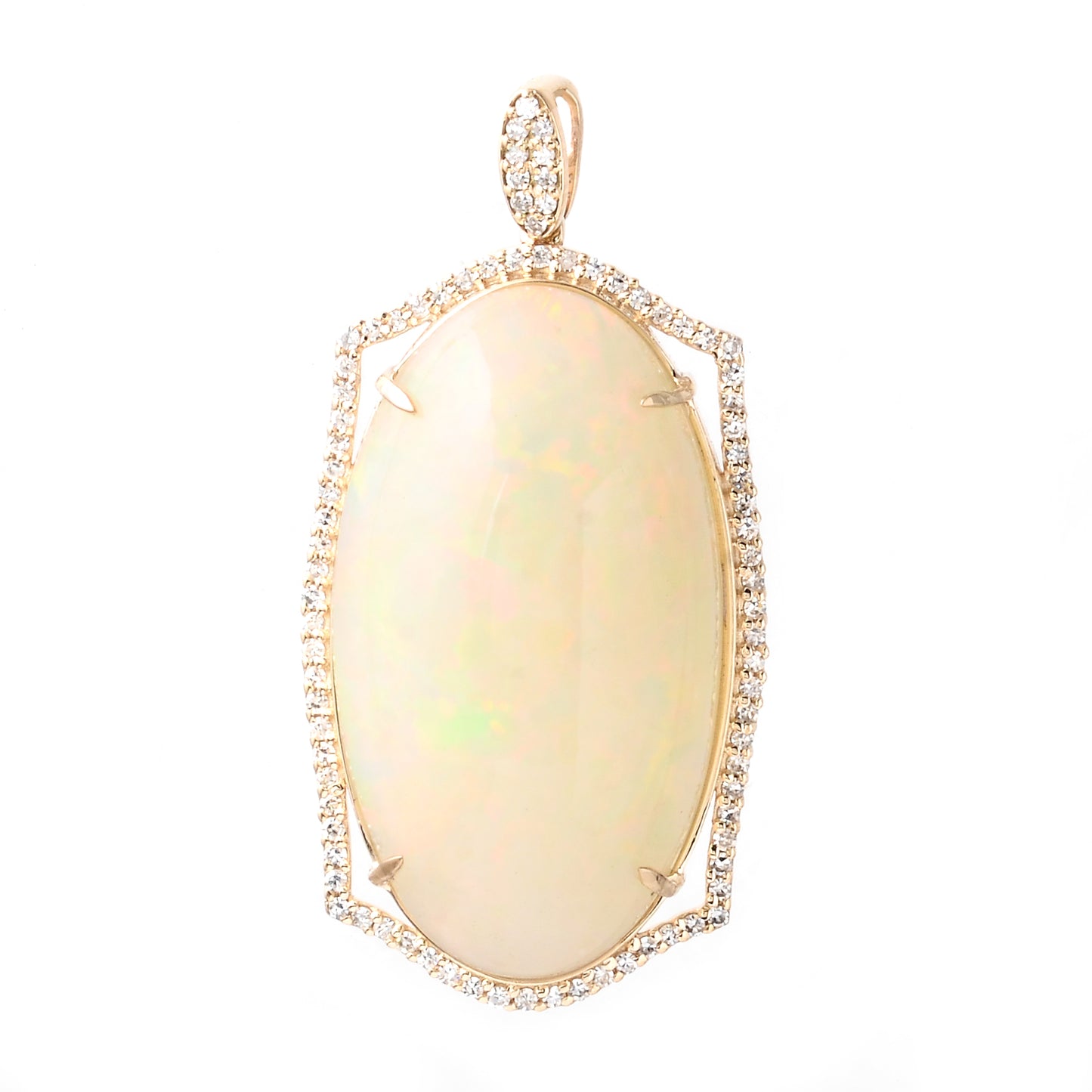 17.03 Ct Oval Cabochon Natural Opal 14K Gold Pendant