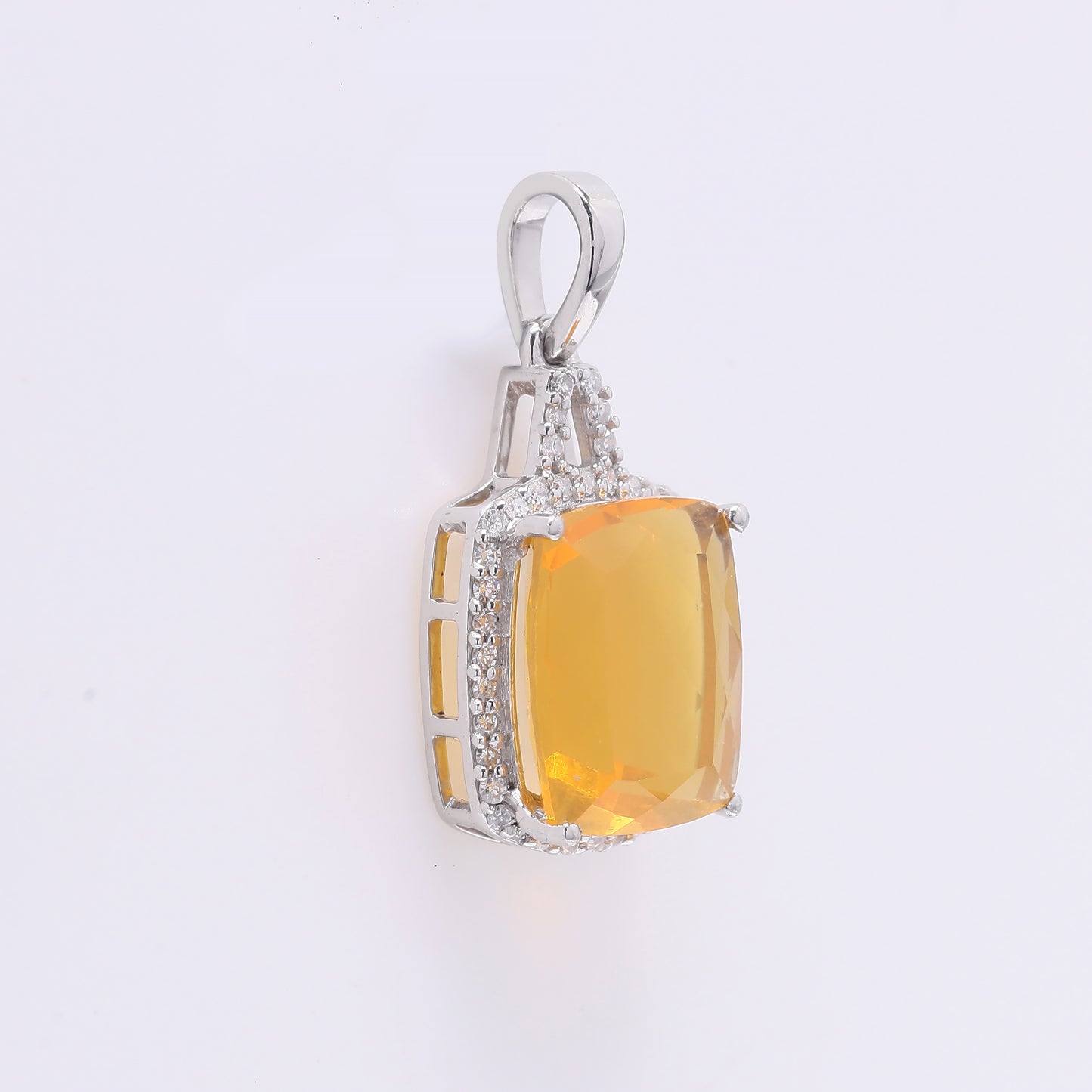 2.75 Ct Cushion Mixed Cut Natural Fire Opal 950 Platinum Pendant