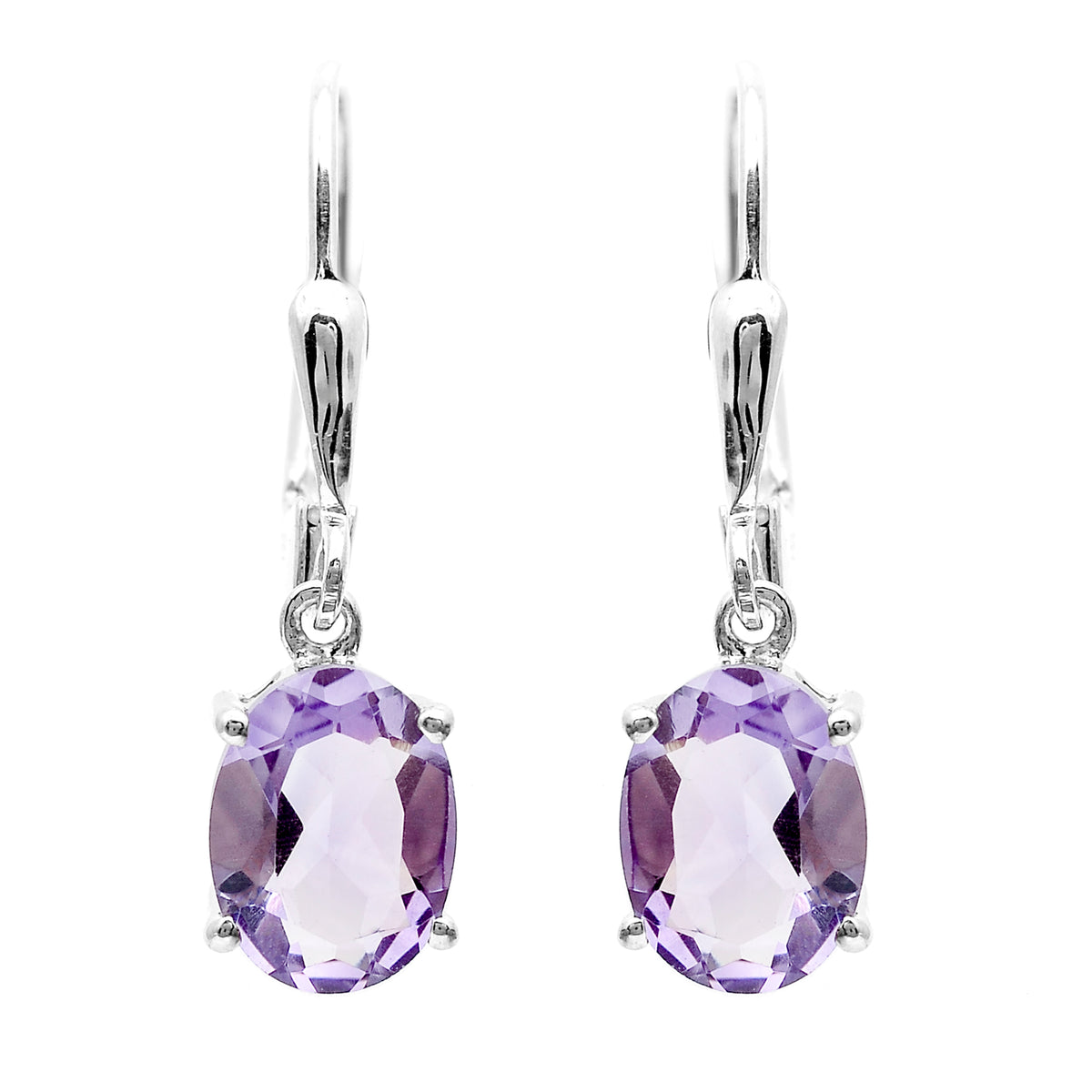 2.00 Ct Oval Amethyst 925 Sterling Silver Earrings