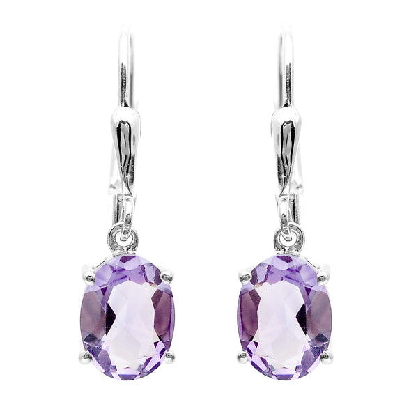 2.00 Ct Oval Amethyst 925 Sterling Silver Earrings