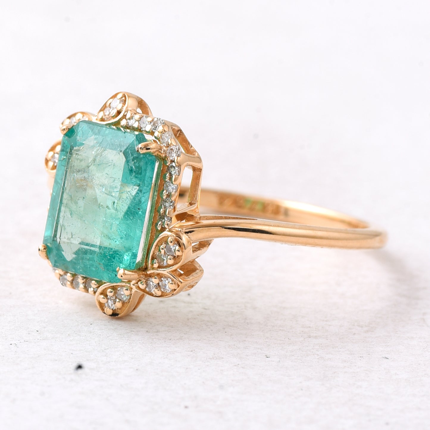 1.92 Ct Octagon Step Cut Natural Emerald 14K Gold Ring