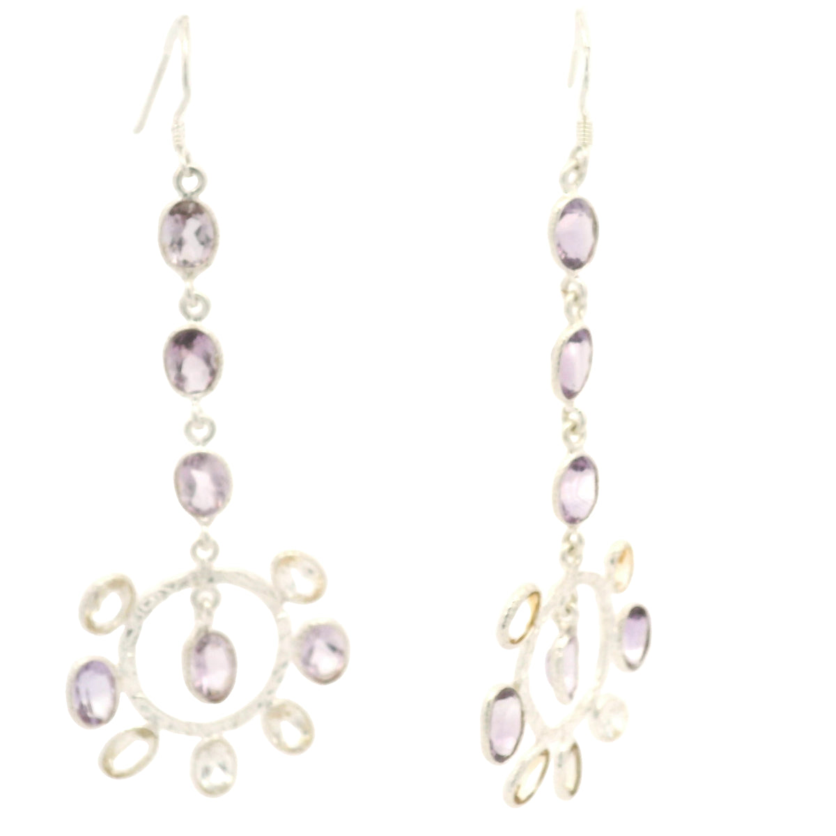 17.60 Ct Citrine, Amethyst 925 Sterling Silver Earrings