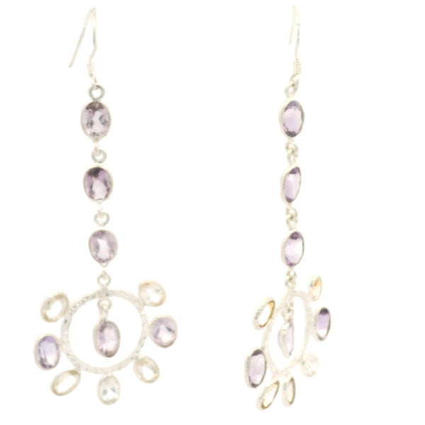 17.60 Ct Citrine, Amethyst 925 Sterling Silver Earrings