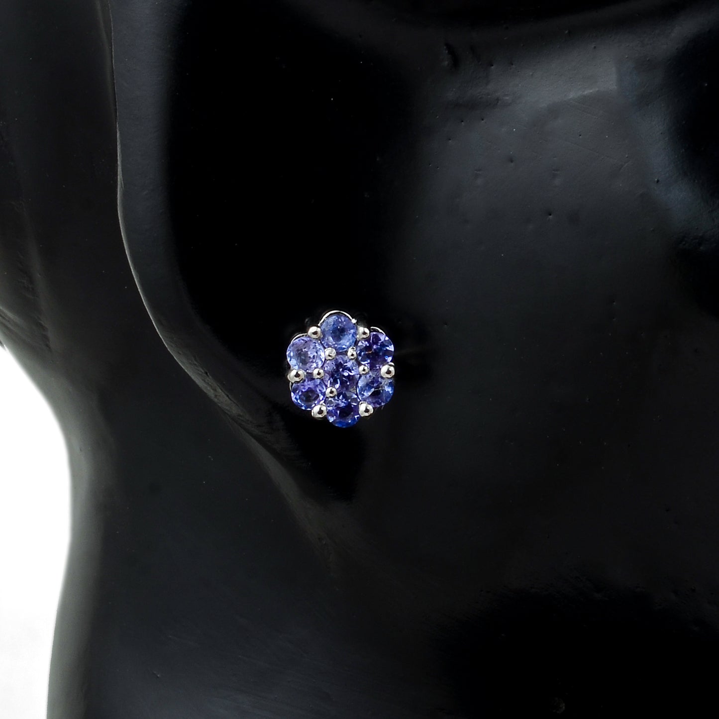 1.36 Ct Round Tanzanite 925 Sterling Silver Earrings