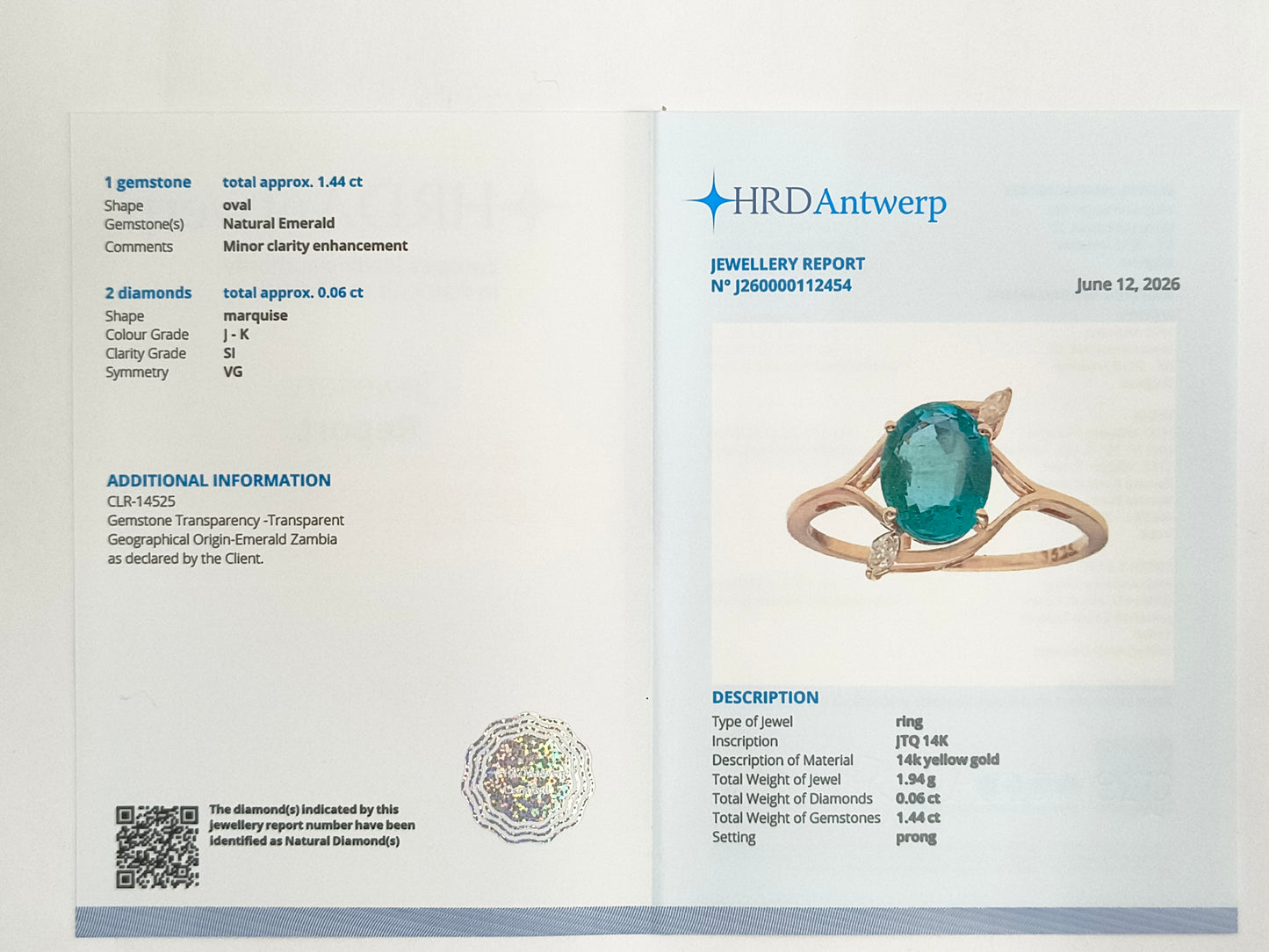 1.50 Ct Oval Natural Emerald 14K Gold Ring