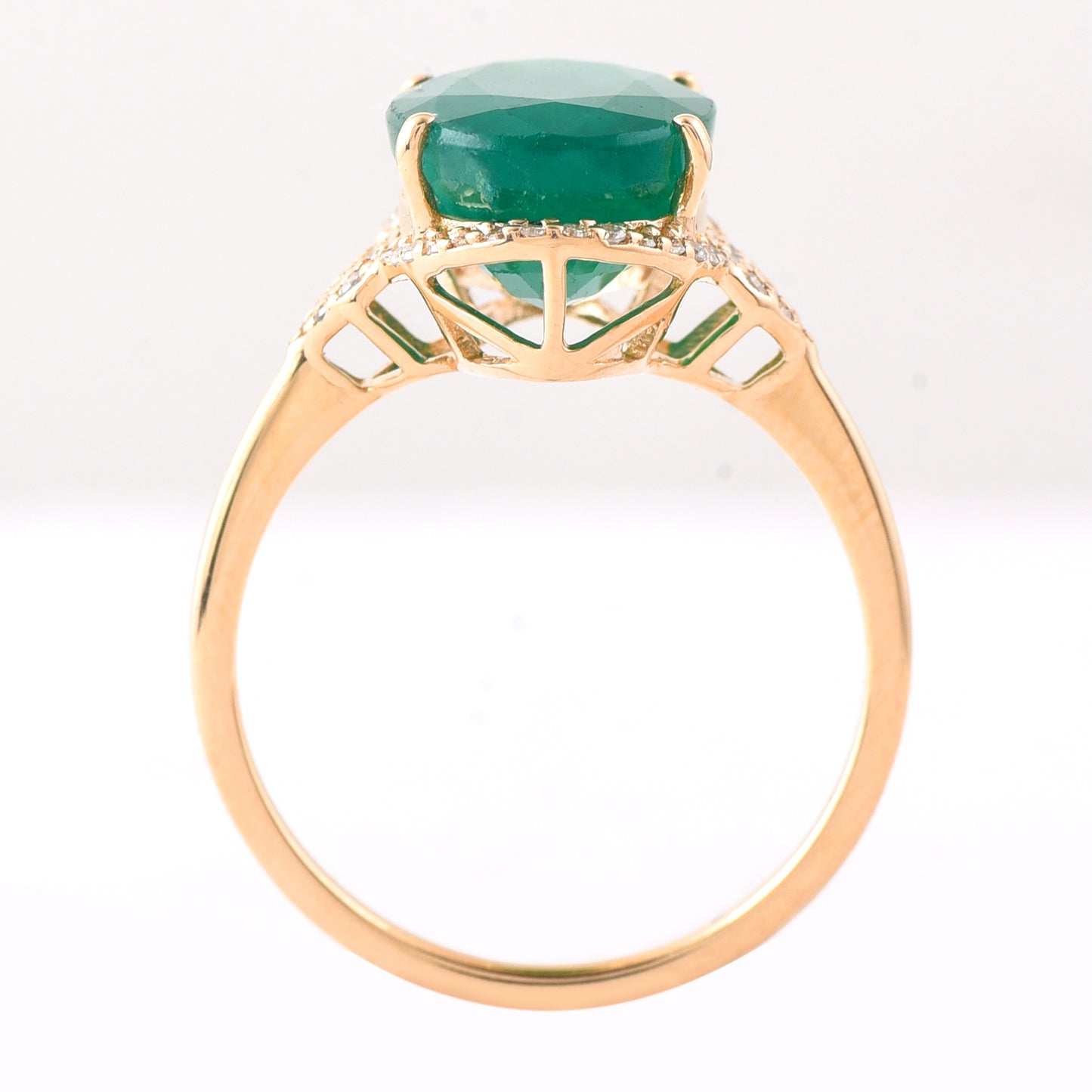 4.71 Ct Oval Mixed Cut Natural Emerald 14K Gold Ring