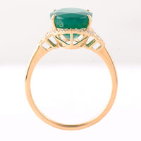 4.71 Ct Oval Mixed Cut Natural Emerald 14K Gold Ring