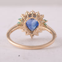 2.76 Ct Pear Sapphire 9K Gold Ring