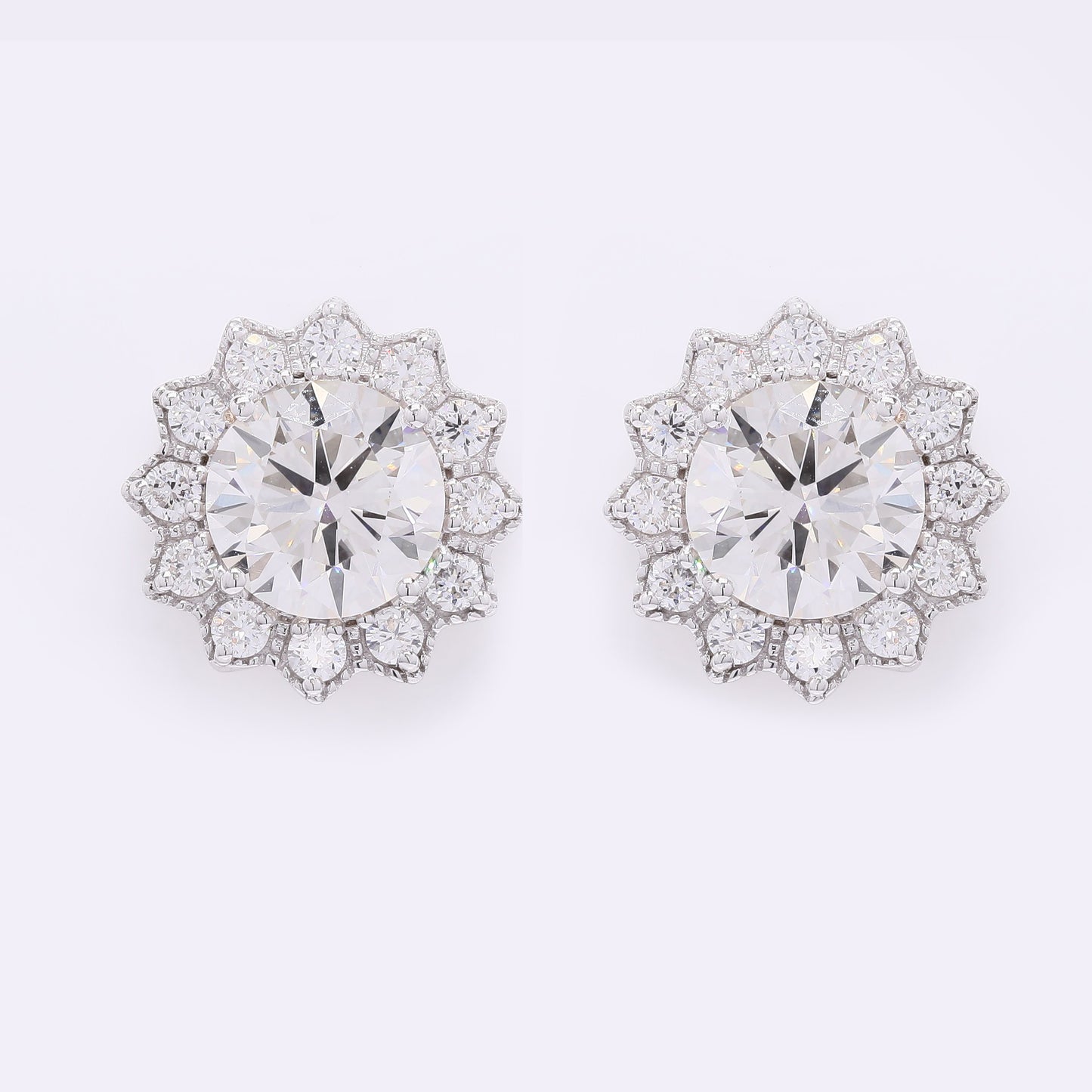 3.85 Carats Lab Grown Diamond 14K Gold Earrings
