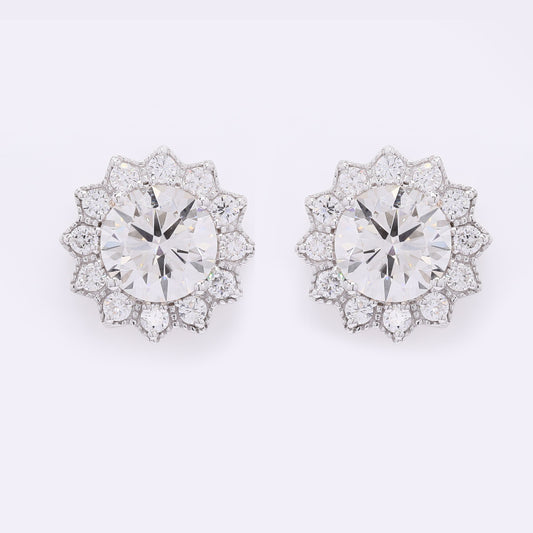 3.85 Carats Lab Grown Diamond 14K Gold Earrings