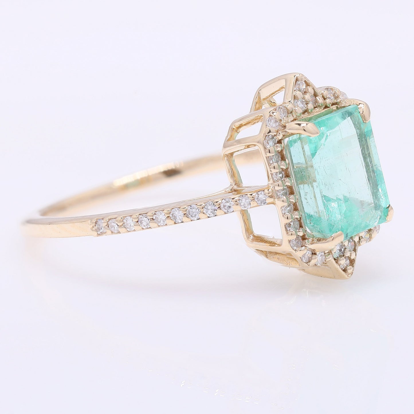 1.76 Ct Octagon Step Cut Natural Emerald 14K Gold Ring