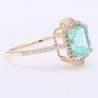 1.76 Ct Octagon Step Cut Natural Emerald 14K Gold Ring