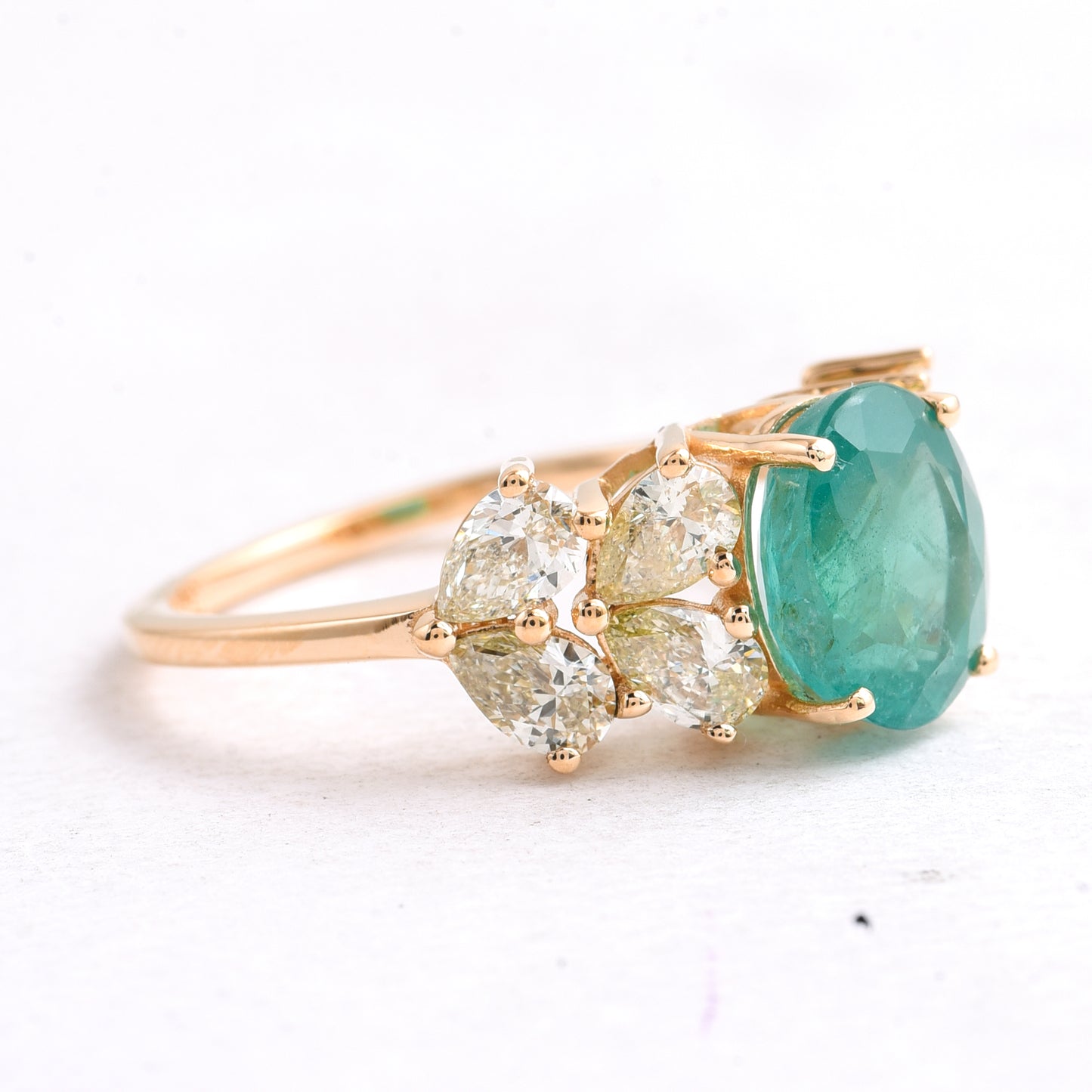 3.14 Ct Oval Mixed Cut Natural Emerald 14K Gold Ring