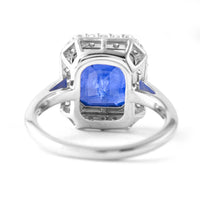 7.76 Ct Octagon Sapphire 950 Platinum Ring