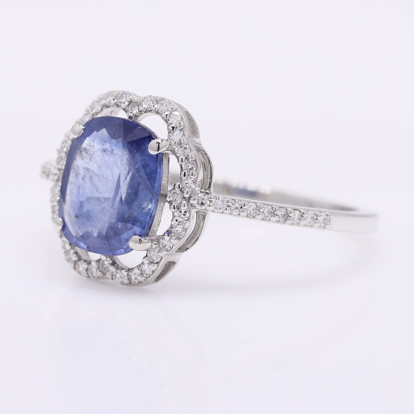 1.92 Ct Cushion Mixed Cut Natural Sapphire 950 Platinum Ring
