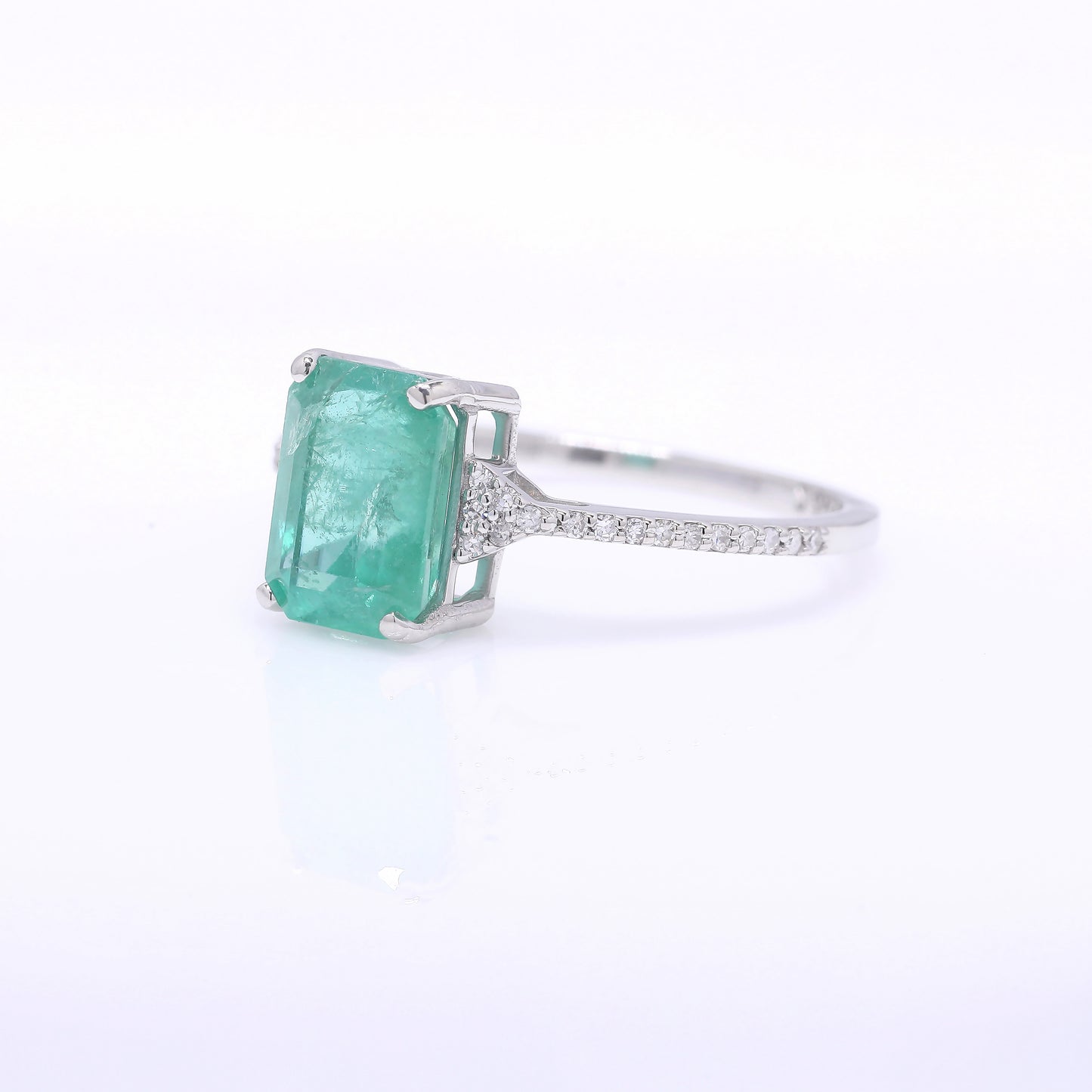 2.26 Ct Octagon Step Cut Natural Emerald 950 Platinum Ring