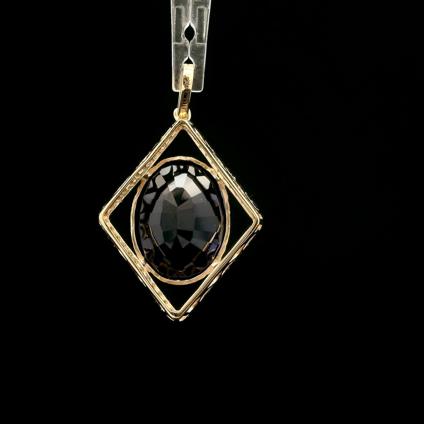 8.65 Ct Oval Mixed Cut Lab Grown Sapphire 14K Gold Pendant