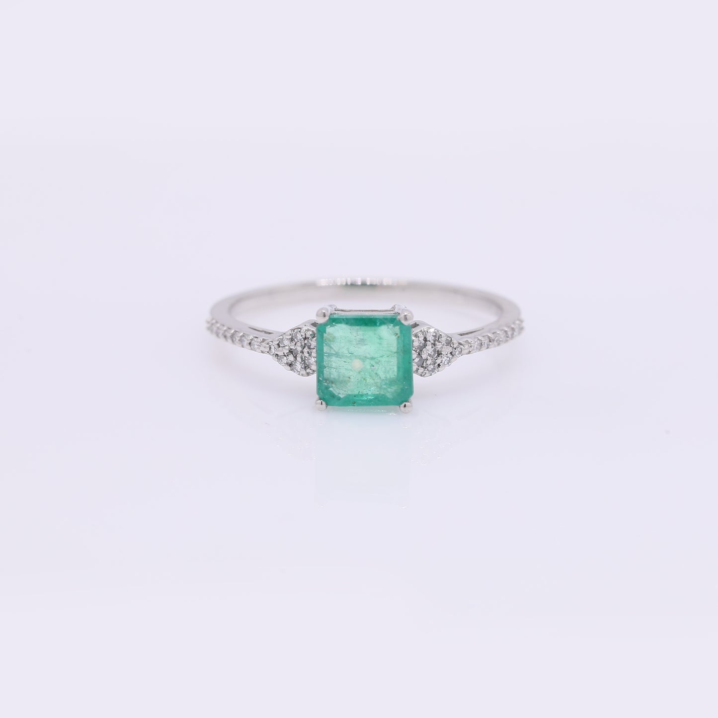 1.20 Ct Octagon Step Cut Natural Emerald 950 Platinum Ring