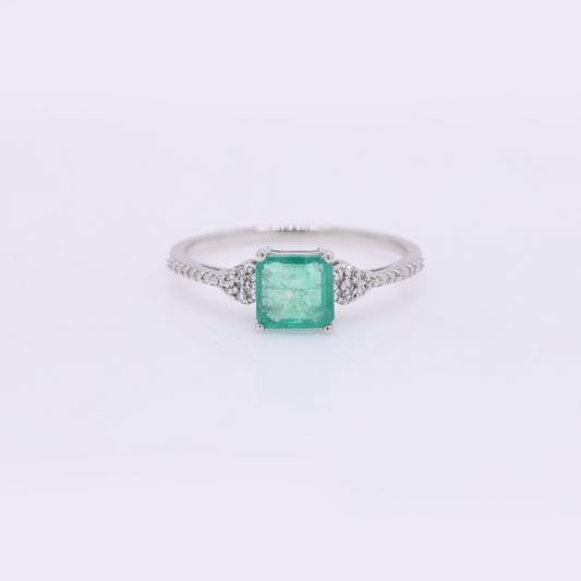 1.20 Ct Octagon Step Cut Natural Emerald 950 Platinum Ring