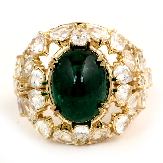 9.24 Ct Oval Natural Beryl Emerald 14K Gold Ring