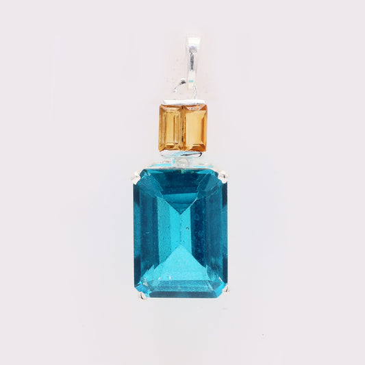 9.35 Ct Octagon Paraiba Topaz 925 Silver Pendant