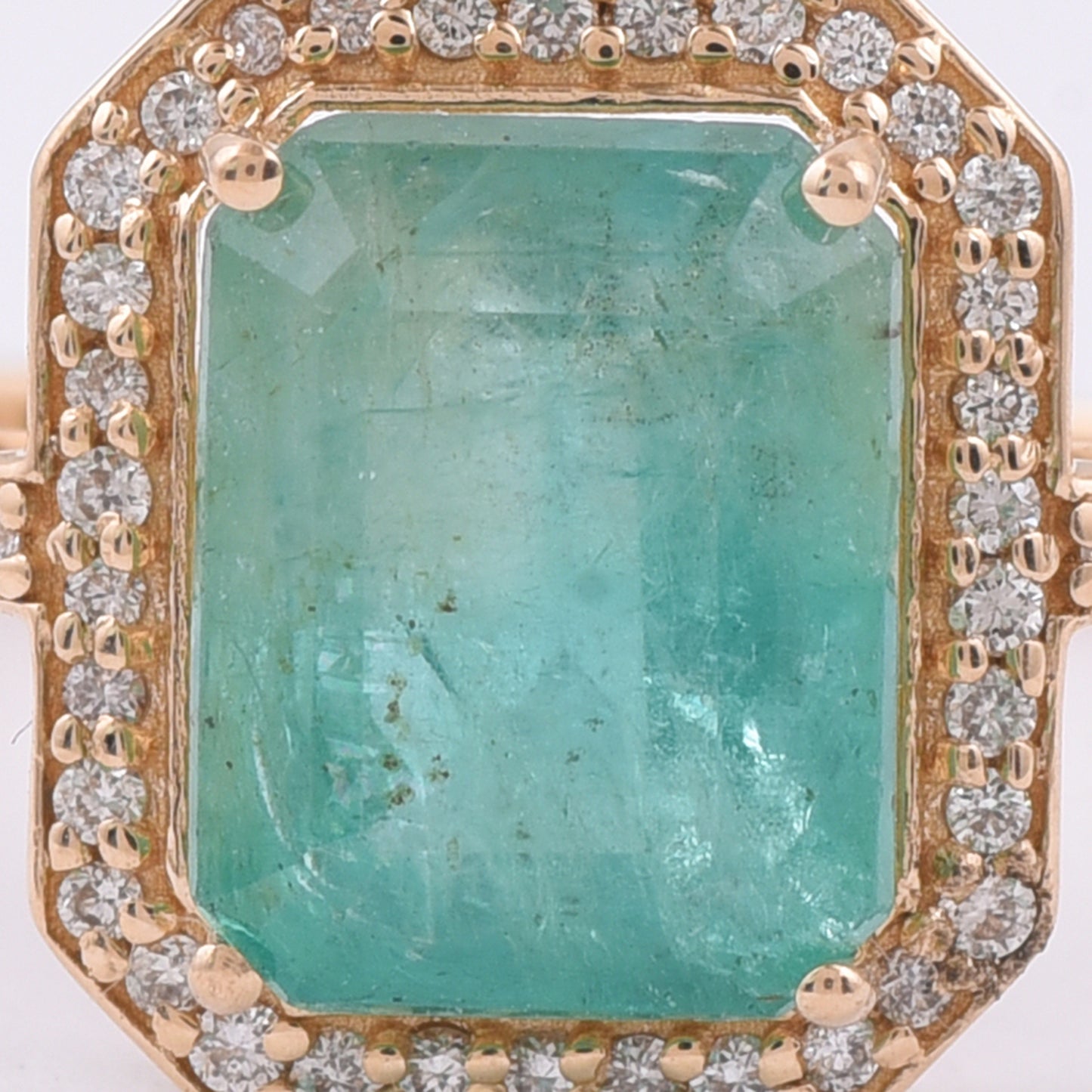 2.38 Ct Octagon Step Cut Natural Emerald 14K Gold Ring
