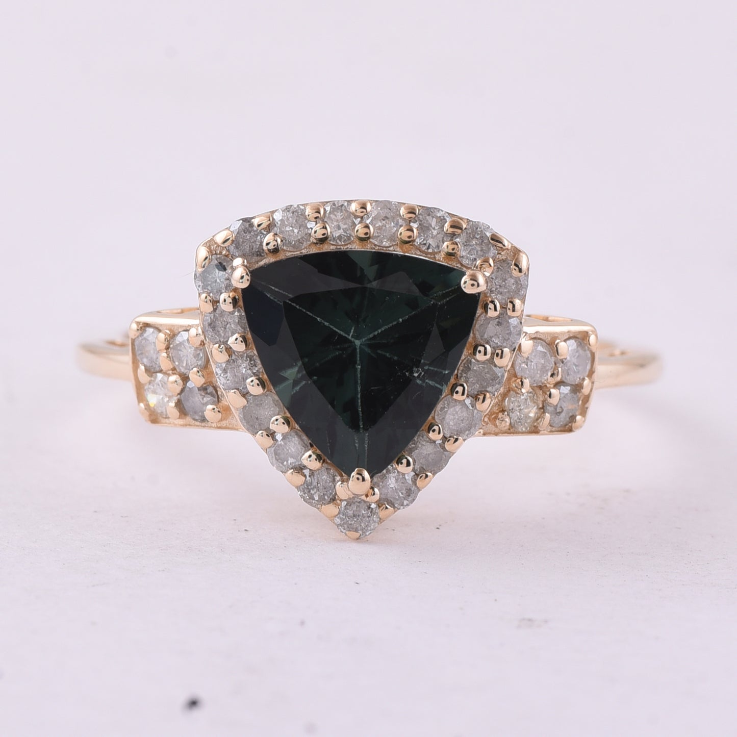 1.92 Ct Trillion Tourmaline 9K Gold Ring