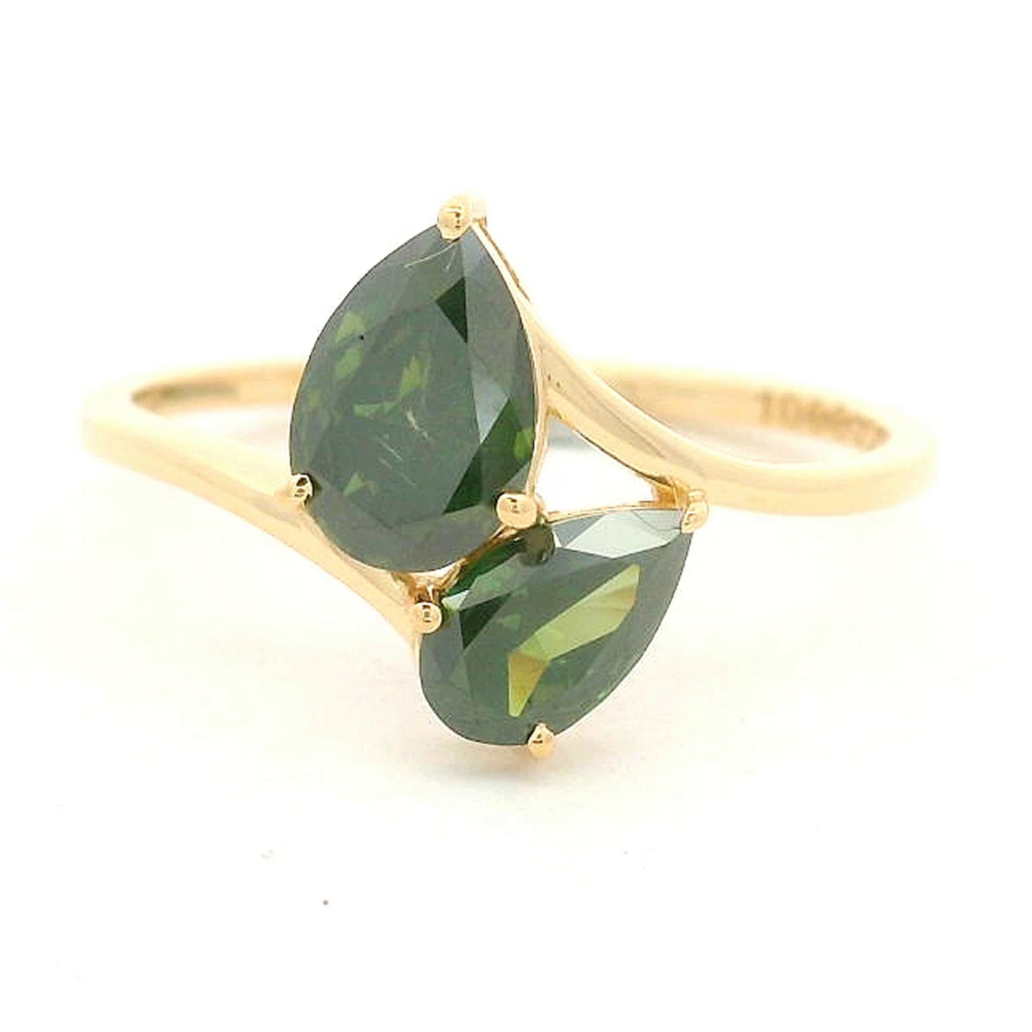 1.23 Ct Pear Green Diamond 14K Gold Ring