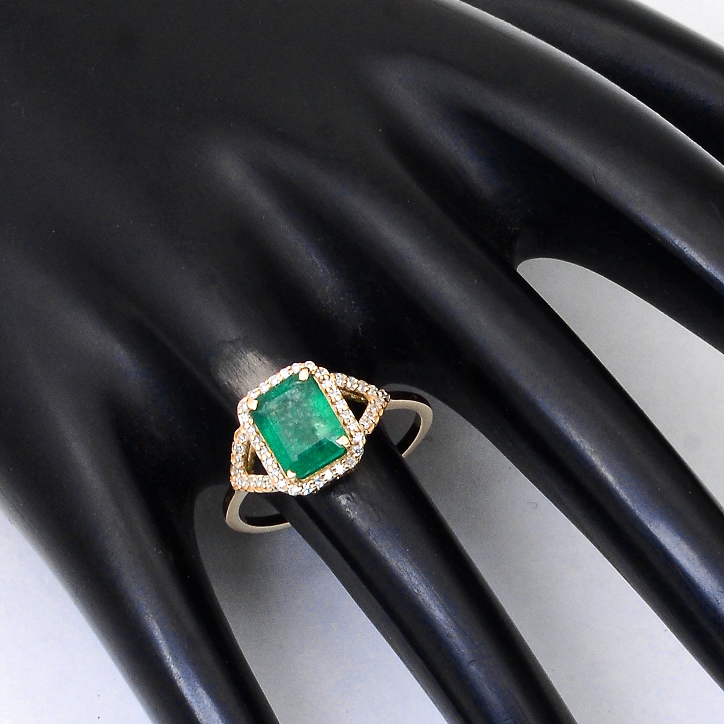 1.82 Ct Octagon Step Cut Natural Emerald 14K Gold Ring