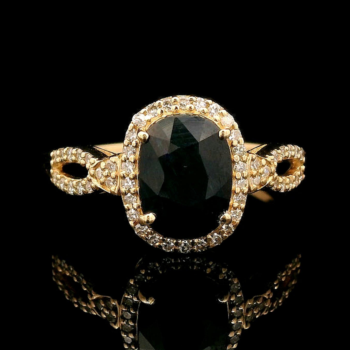 1.76 Ct Cushion Mixed Cut Natural Sapphire 14K Gold Ring