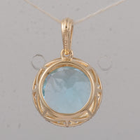 4.00 Ct Round Blue Topaz 9K Gold Pendant