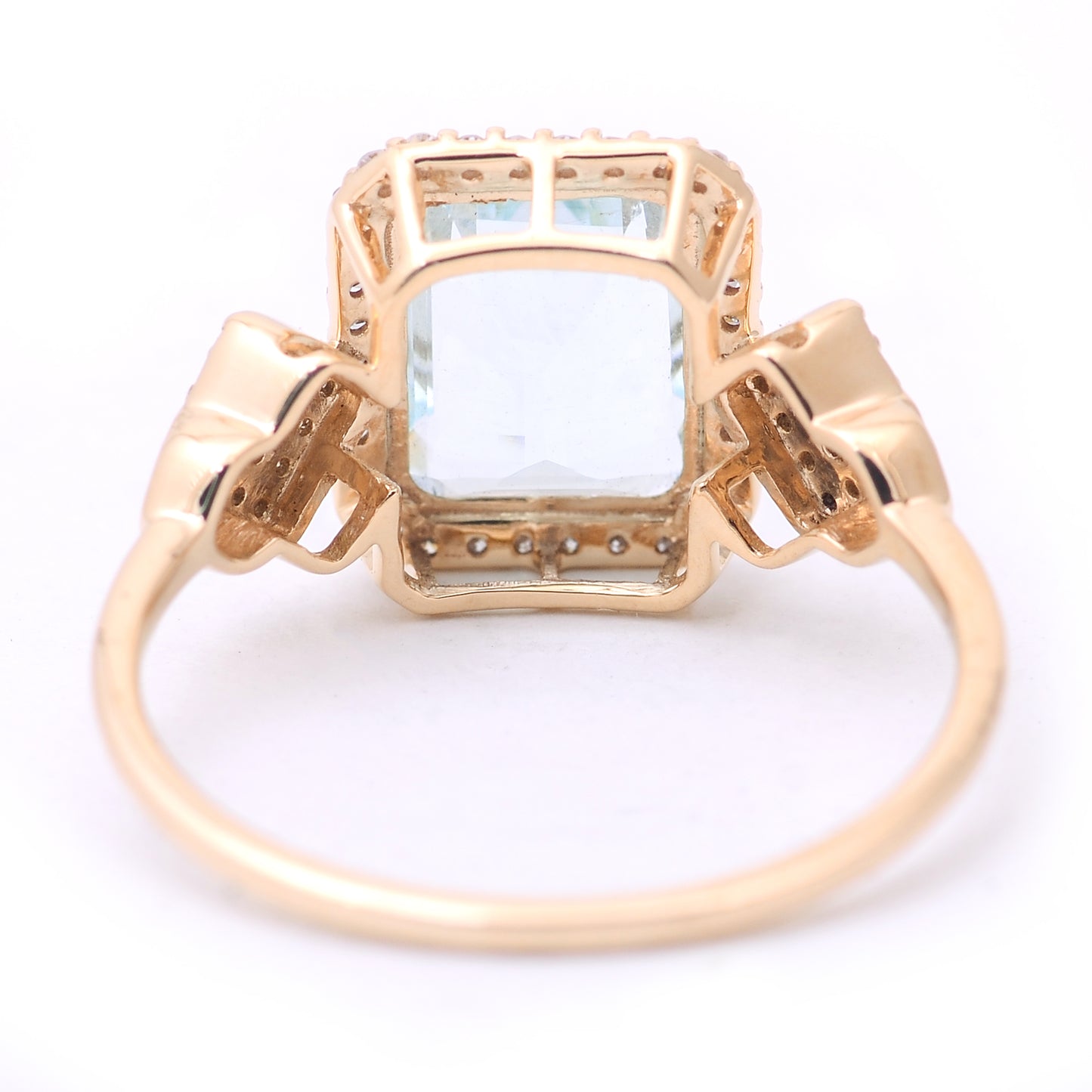 2.22 Ct Octagon Step Cut Natural Aquamarine 14K Gold Ring