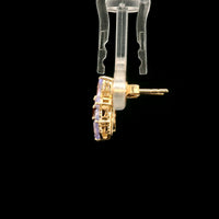 1.66 Ct Square Rubellite 14K Gold Earrings