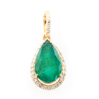 2.04 Ct Pear Mixed Cut Natural Emerald 14K Gold Pendant