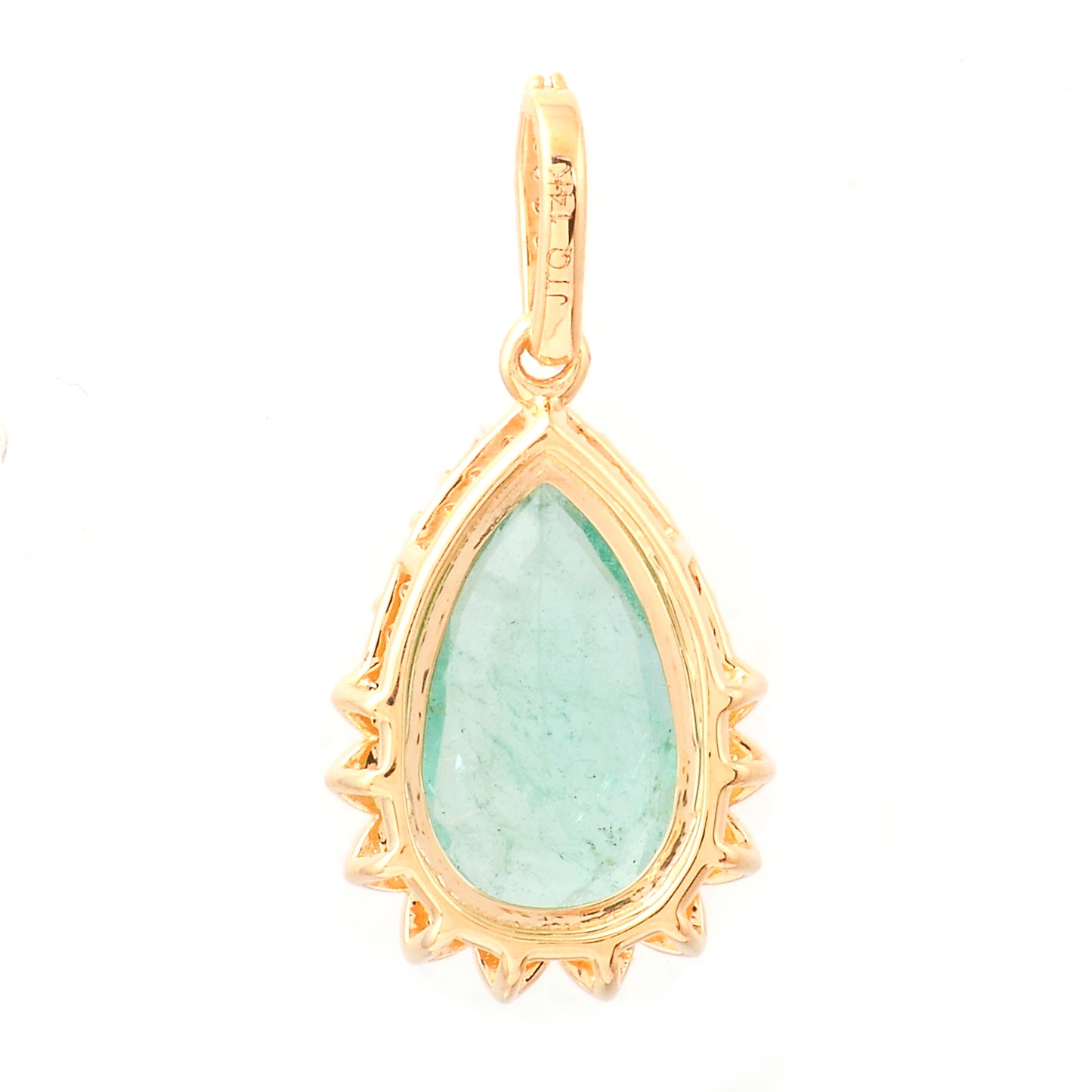 2.20 Ct Pear Mixed Cut Natural Emerald 14K Gold Pendant