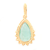 2.20 Ct Pear Mixed Cut Natural Emerald 14K Gold Pendant