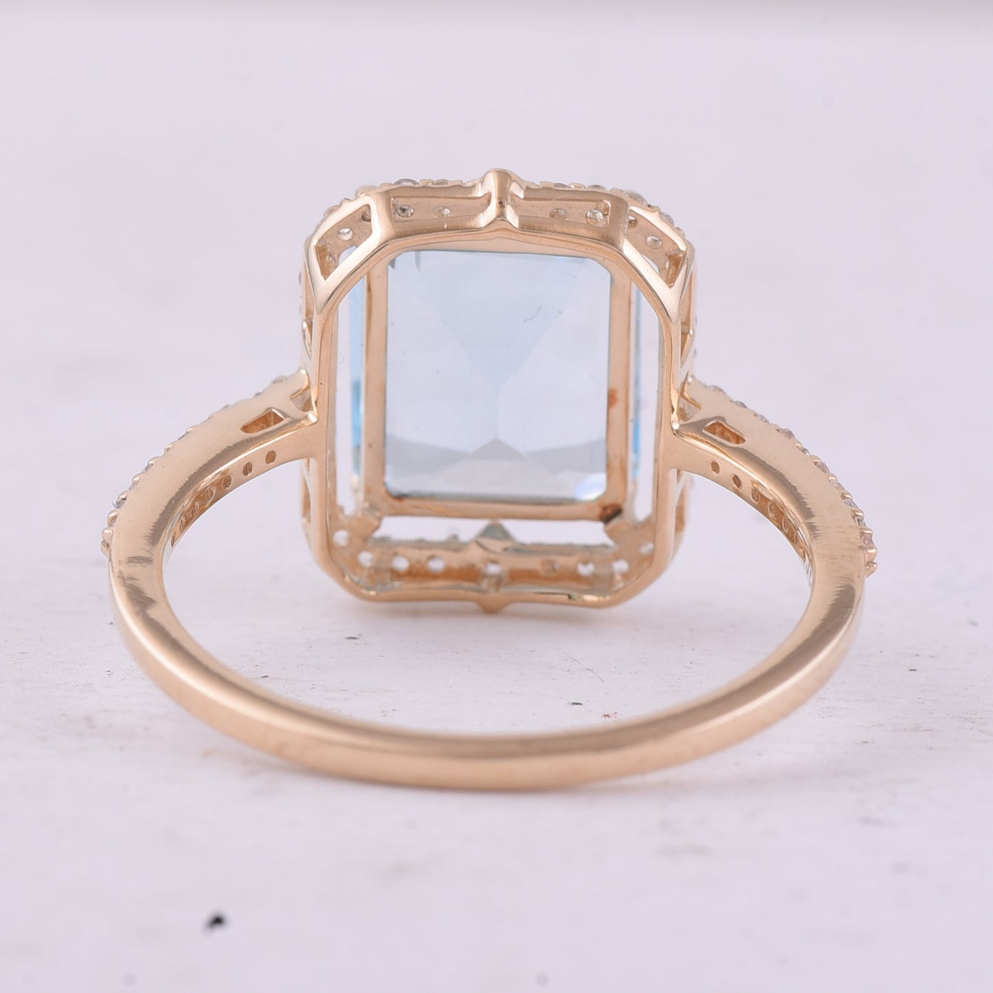 4.17 Ct Octagon Blue Topaz 9K Gold Ring