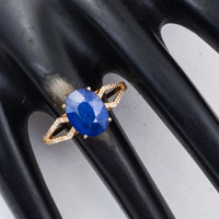 3.40 Ct Oval Mixed Cut Natural Sapphire 14K Gold Ring
