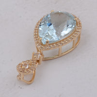 3.97 Ct Pear Aquamarine 9K Gold Pendant