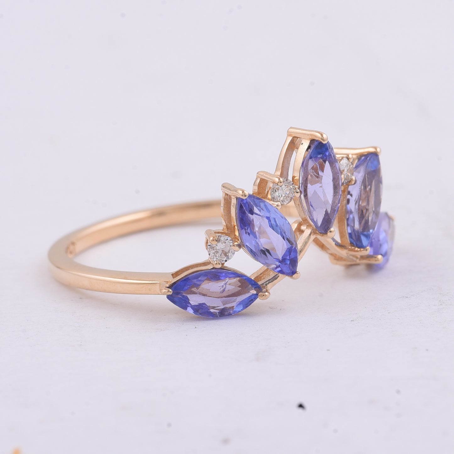 1.69 Ct Marquise Natural Tanzanite 14K Gold Ring