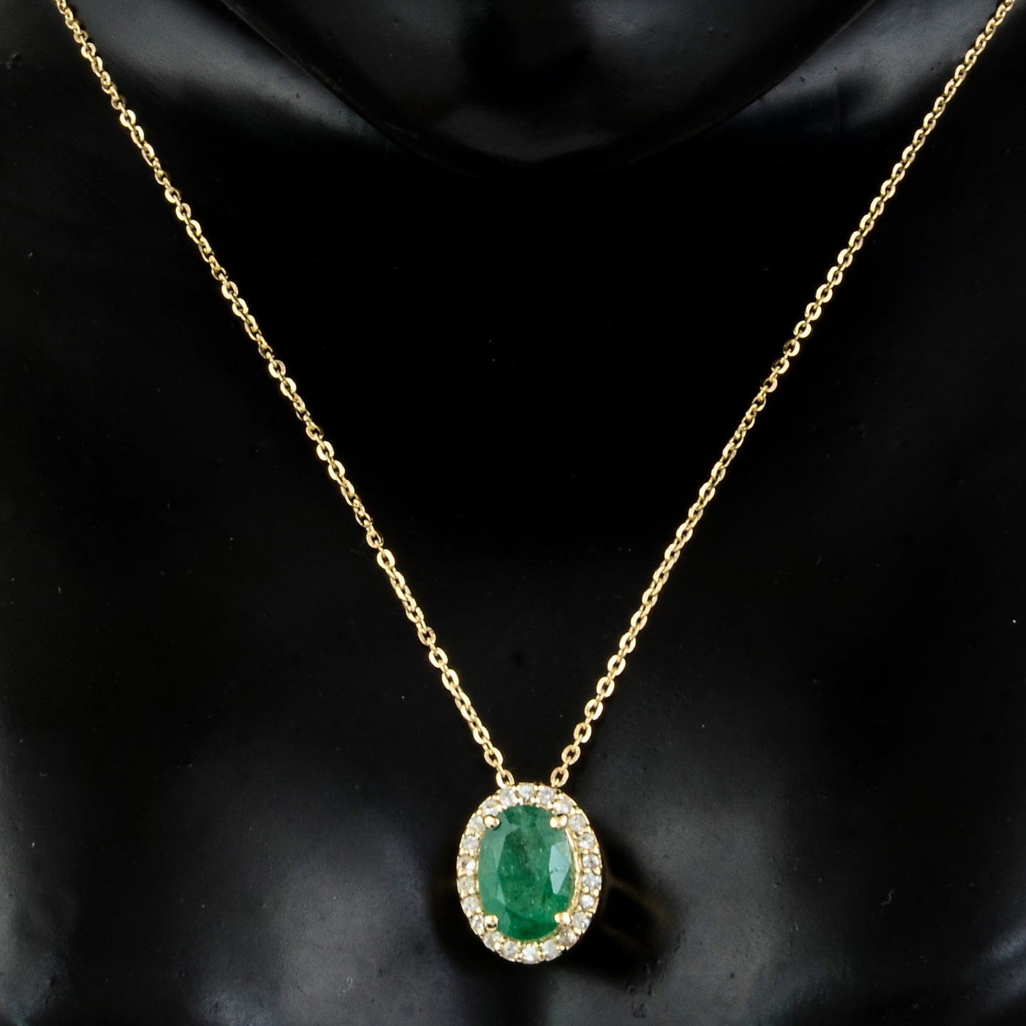 1.37 Ct Oval Emerald 14K Gold Pendant