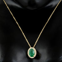 1.37 Ct Oval Emerald 14K Gold Pendant