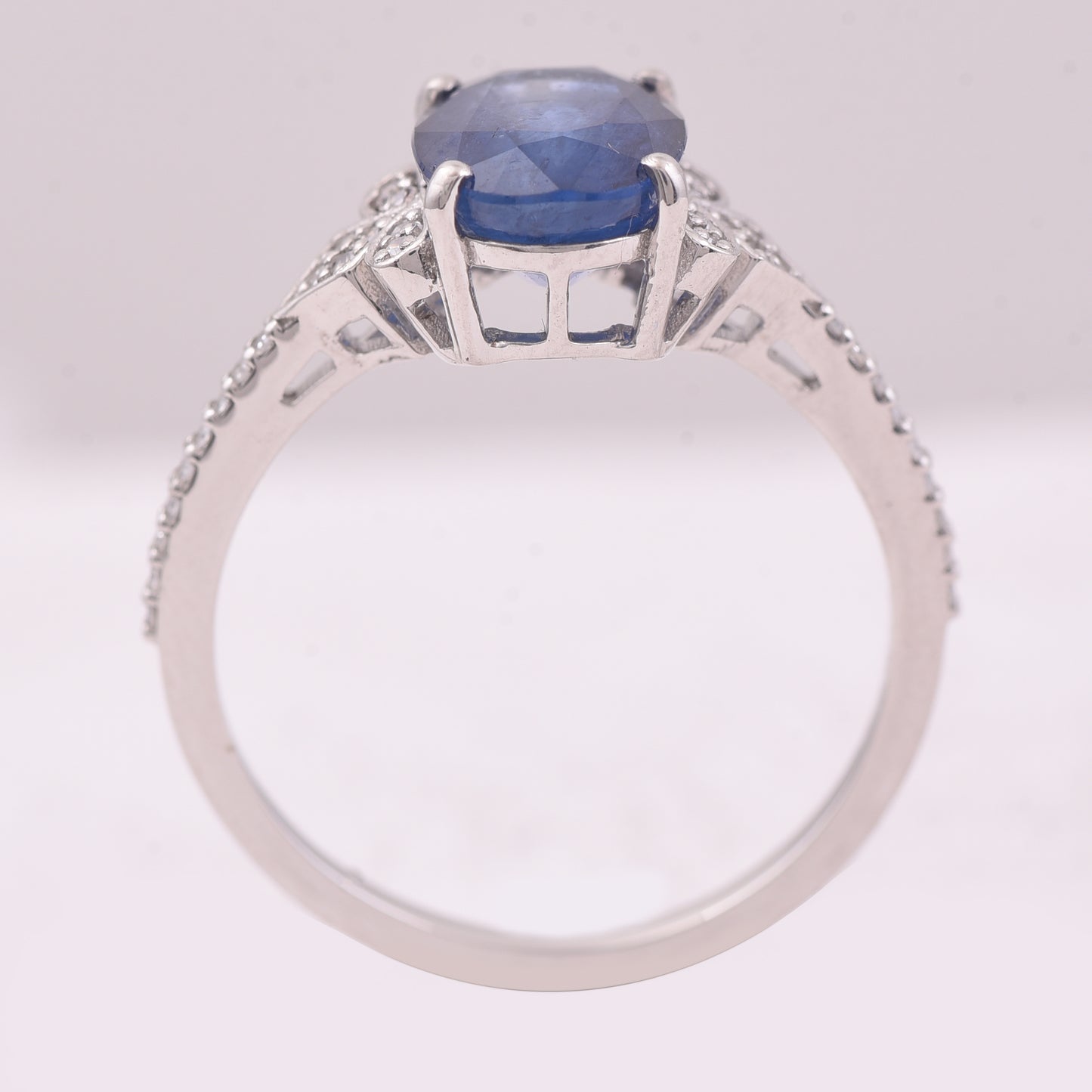 2.75 Ct Oval Mixed Cut Natural Sapphire 950 Platinum Ring
